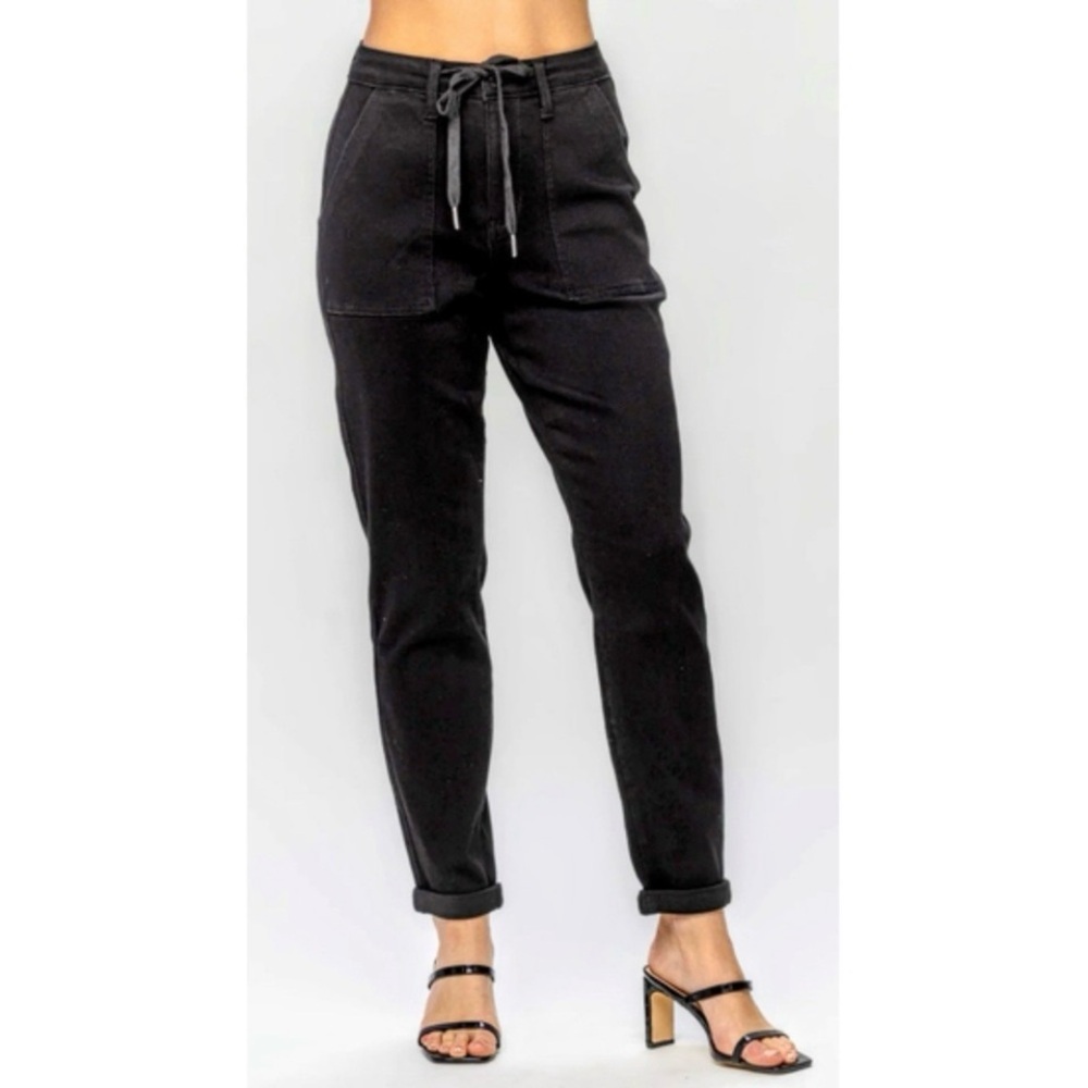 Judy Blue Women's High Waist Black Jogger Jeans Stretch Denim Size 14W - Picture 16 of 16